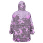 Rosa Parks Wearable Blanket Hoodie Purple Floral Pattern Civil Rights Tribute Bold Name Repeated Text Design - African Pride