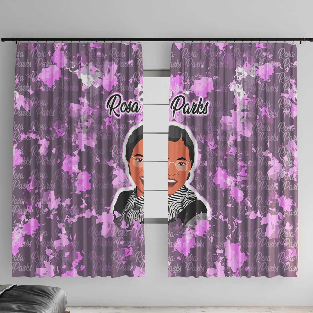 Rosa Parks Window Curtain Purple Floral Pattern Civil Rights Tribute Bold Name Repeated Text Design - African Pride