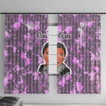 Rosa Parks Window Curtain Purple Floral Pattern Civil Rights Tribute Bold Name Repeated Text Design - African Pride