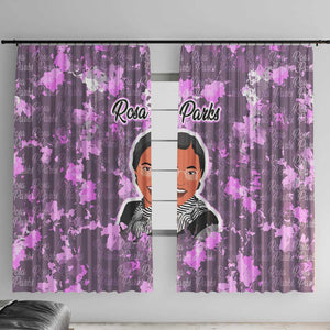 Rosa Parks Window Curtain Purple Floral Pattern Civil Rights Tribute Bold Name Repeated Text Design - African Pride