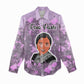 Rosa Parks Women Casual Shirt Purple Floral Pattern Civil Rights Tribute Bold Name Repeated Text Design - African Pride