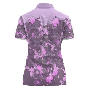 Rosa Parks Women Polo Shirt Purple Floral Pattern Civil Rights Tribute Bold Name Repeated Text Design TS04