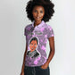 Rosa Parks Women Polo Shirt Purple Floral Pattern Civil Rights Tribute Bold Name Repeated Text Design TS04