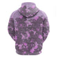 Rosa Parks Zip Hoodie Purple Floral Pattern Civil Rights Tribute Bold Name Repeated Text Design - African Pride