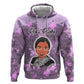 Rosa Parks Zip Hoodie Purple Floral Pattern Civil Rights Tribute Bold Name Repeated Text Design - African Pride