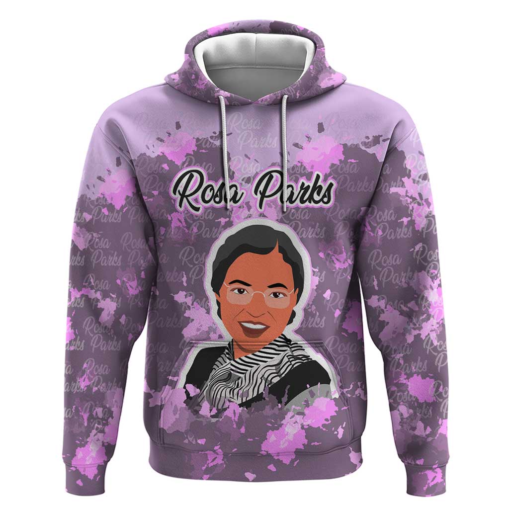 Rosa Parks Zip Hoodie Purple Floral Pattern Civil Rights Tribute Bold Name Repeated Text Design - African Pride