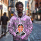 Rosa Parks Zip Hoodie Purple Floral Pattern Civil Rights Tribute Bold Name Repeated Text Design - African Pride