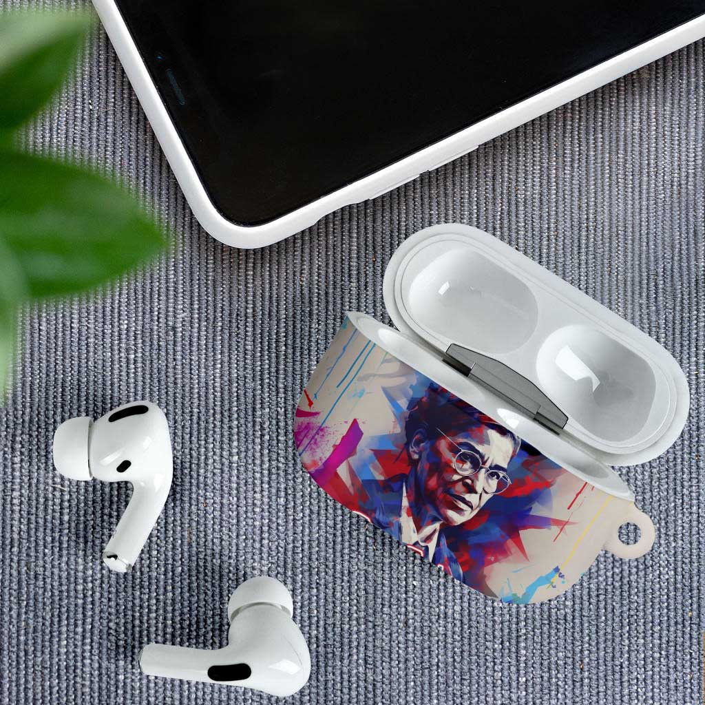 Rosa Parks AirPods Case Red Blue Abstract Art Portrait Sitting Down to Stand Up Quote Civil Rights Tribute - African Pride