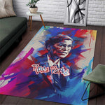 Rosa Parks Area Rug Red Blue Abstract Art Portrait Sitting Down to Stand Up Quote Civil Rights Tribute - African Pride