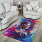Rosa Parks Area Rug Red Blue Abstract Art Portrait Sitting Down to Stand Up Quote Civil Rights Tribute - African Pride