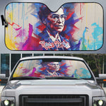Rosa Parks Auto Sun Shade Red Blue Abstract Art Portrait Sitting Down to Stand Up Quote Civil Rights Tribute - African Pride