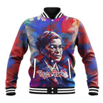 Rosa Parks Baseball Jacket Red Blue Abstract Art Portrait Sitting Down to Stand Up Quote Civil Rights Tribute - African Pride