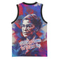 Rosa Parks Basketball Jersey Red Blue Abstract Art Portrait Sitting Down to Stand Up Quote Civil Rights Tribute - African Pride