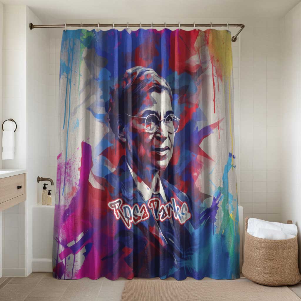 Rosa Parks Bathroom Set Red Blue Abstract Art Portrait Sitting Down to Stand Up Quote Civil Rights Tribute - African Pride