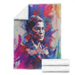 Rosa Parks Blanket Red Blue Abstract Art Portrait Sitting Down to Stand Up Quote Civil Rights Tribute - African Pride