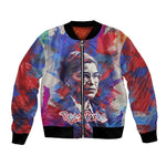 Rosa Parks Bomber Jacket Red Blue Abstract Art Portrait Sitting Down to Stand Up Quote Civil Rights Tribute - African Pride