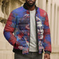 Rosa Parks Bomber Puffer Jacket Red Blue Abstract Art Portrait Sitting Down to Stand Up Quote Civil Rights Tribute - African Pride