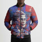 Rosa Parks Bomber Puffer Jacket Red Blue Abstract Art Portrait Sitting Down to Stand Up Quote Civil Rights Tribute - African Pride