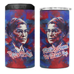 Rosa Parks 4 in 1 Can Cooler Tumbler Red Blue Abstract Art Portrait Sitting Down to Stand Up Quote Civil Rights Tribute - African Pride