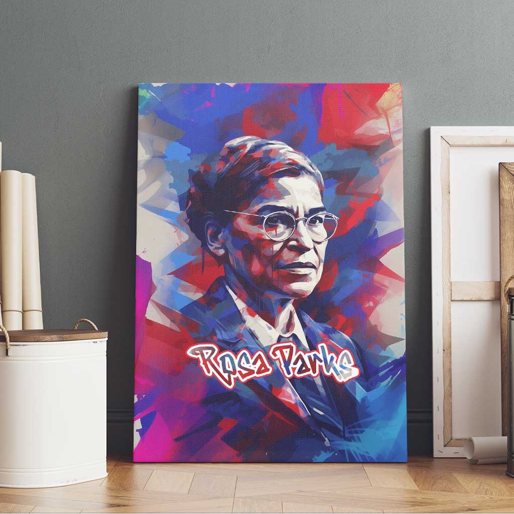 Rosa Parks Canvas Wall Art Red Blue Abstract Art Portrait Sitting Down to Stand Up Quote Civil Rights Tribute - African Pride