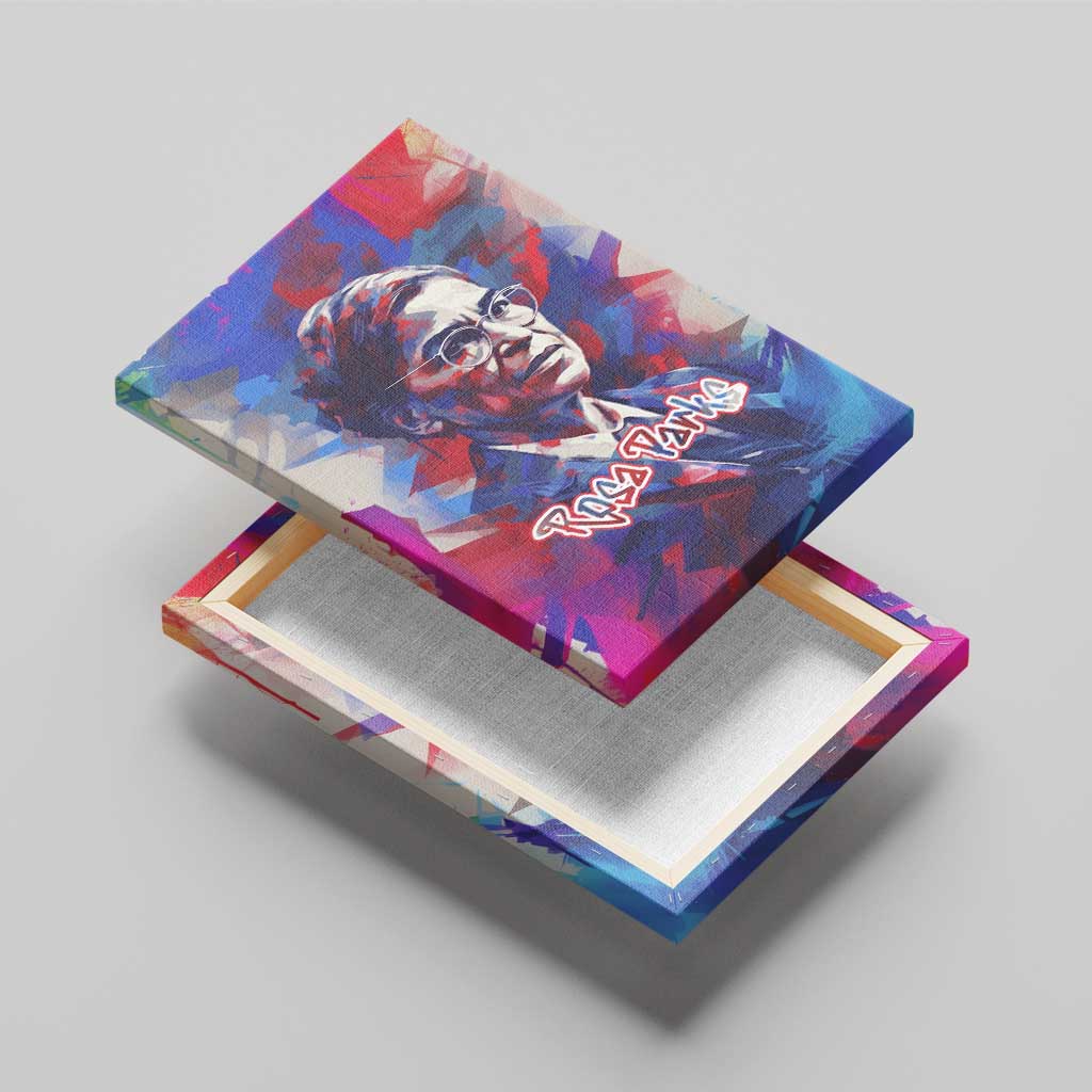 Rosa Parks Canvas Wall Art Red Blue Abstract Art Portrait Sitting Down to Stand Up Quote Civil Rights Tribute - African Pride