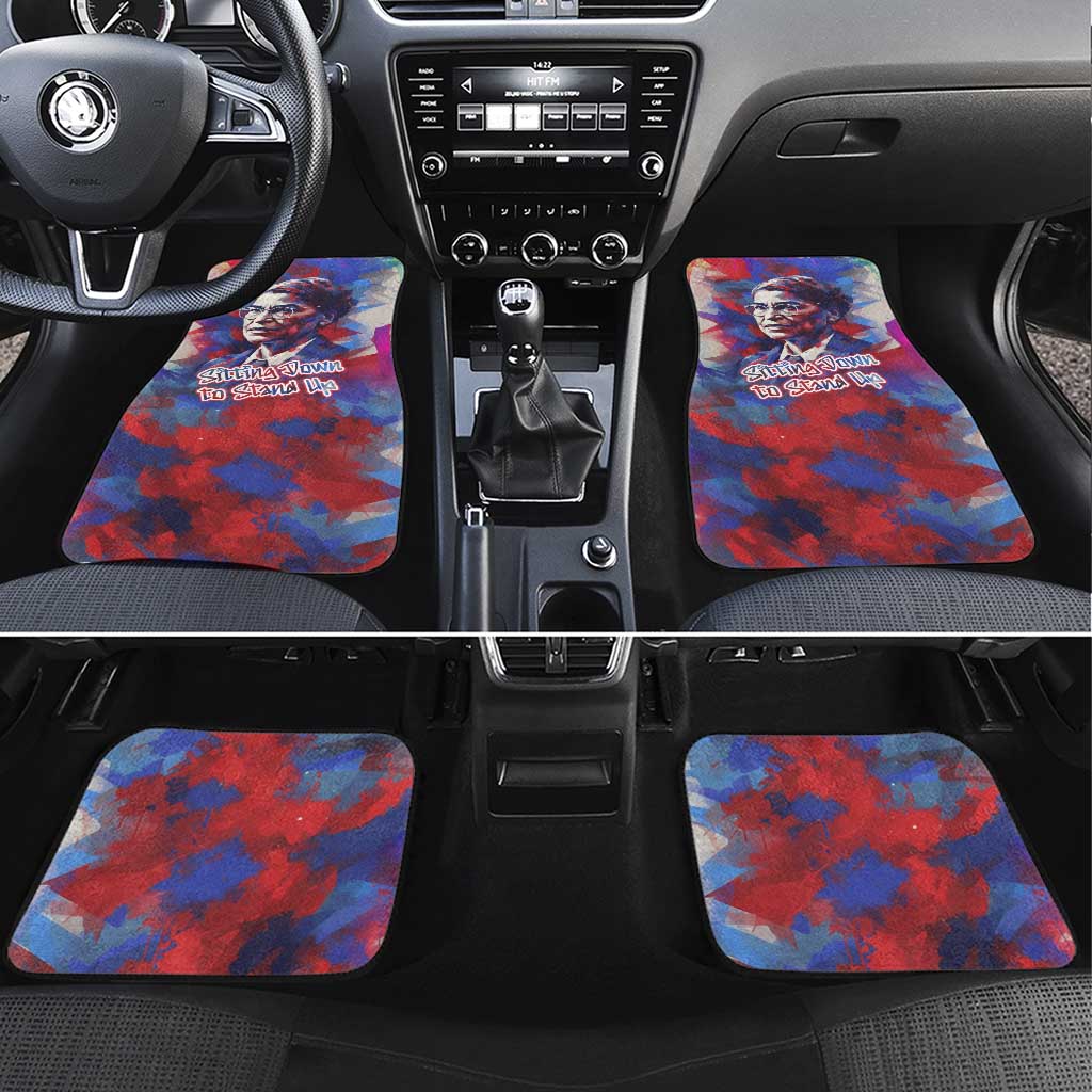 Rosa Parks Car Mats Red Blue Abstract Art Portrait Sitting Down to Stand Up Quote Civil Rights Tribute - African Pride