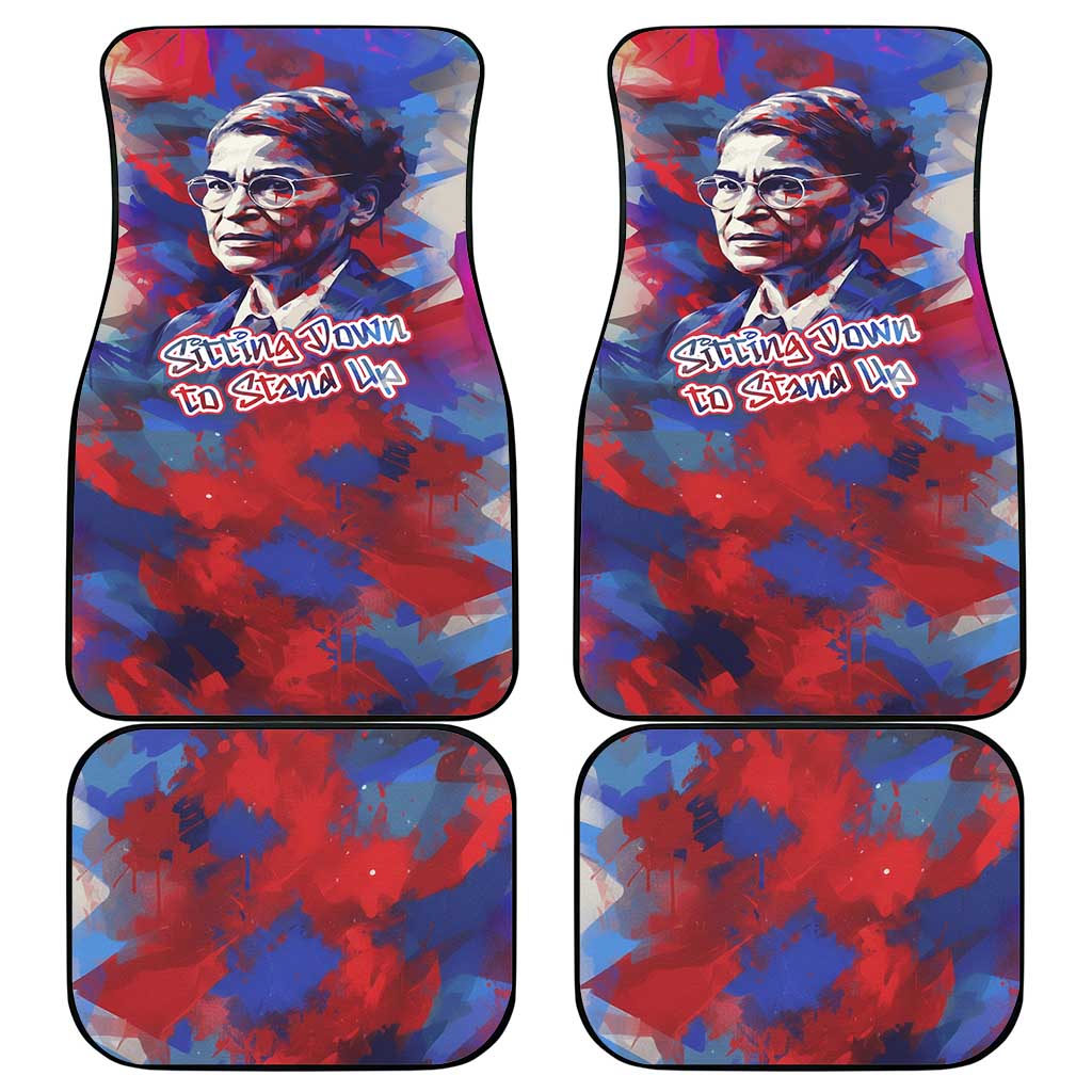 Rosa Parks Car Mats Red Blue Abstract Art Portrait Sitting Down to Stand Up Quote Civil Rights Tribute - African Pride