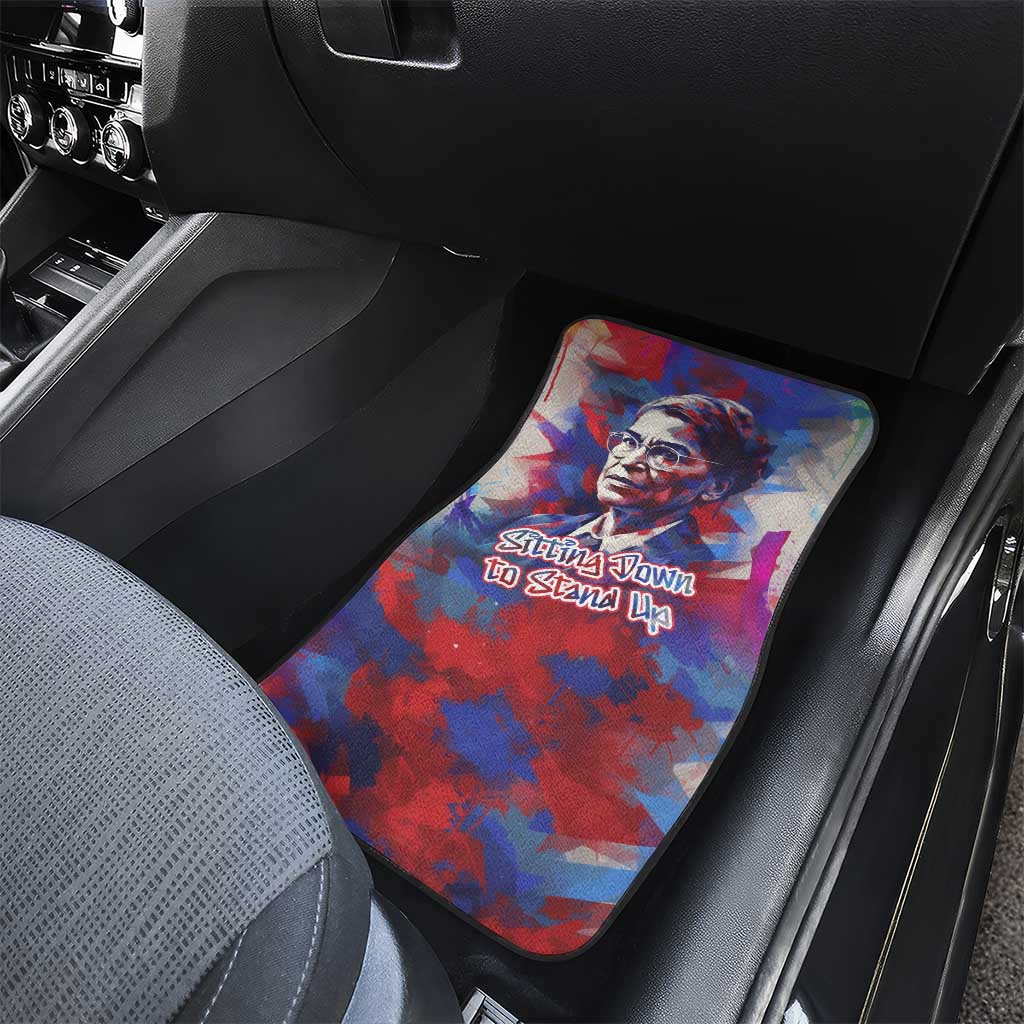 Rosa Parks Car Mats Red Blue Abstract Art Portrait Sitting Down to Stand Up Quote Civil Rights Tribute - African Pride
