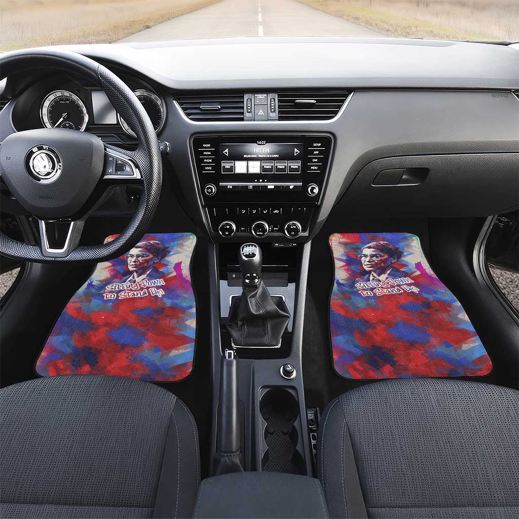 Rosa Parks Car Mats Red Blue Abstract Art Portrait Sitting Down to Stand Up Quote Civil Rights Tribute - African Pride