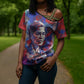 Rosa Parks Cross Shoulder Shirt Red Blue Abstract Art Portrait Sitting Down to Stand Up Quote Civil Rights Tribute - African Pride