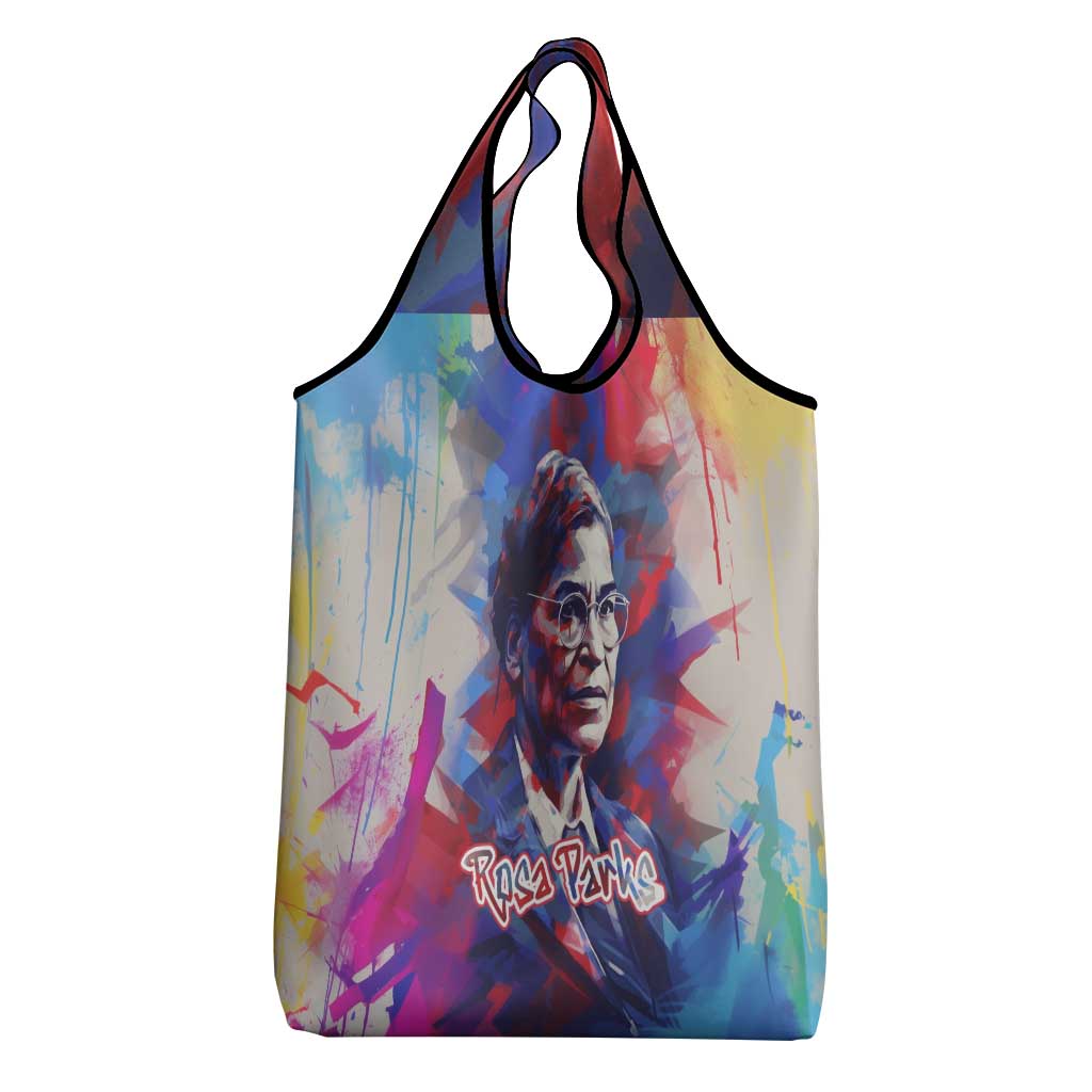 Rosa Parks Grocery Bag Red Blue Abstract Art Portrait Sitting Down to Stand Up Quote Civil Rights Tribute - African Pride
