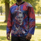 Rosa Parks Hockey Jersey Red Blue Abstract Art Portrait Sitting Down to Stand Up Quote Civil Rights Tribute - African Pride