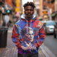 Rosa Parks Hoodie Red Blue Abstract Art Portrait Sitting Down to Stand Up Quote Civil Rights Tribute - African Pride