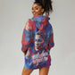 Rosa Parks Hoodie Dress Red Blue Abstract Art Portrait Sitting Down to Stand Up Quote Civil Rights Tribute - African Pride