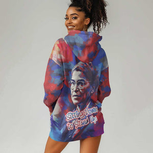 Rosa Parks Hoodie Dress Red Blue Abstract Art Portrait Sitting Down to Stand Up Quote Civil Rights Tribute - African Pride
