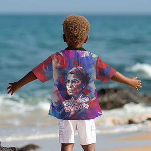 Rosa Parks Kid Hawaiian Shirt Red Blue Abstract Art Portrait Sitting Down to Stand Up Quote Civil Rights Tribute TS04