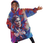 Rosa Parks Kid Wearable Blanket Hoodie Red Blue Abstract Art Portrait Sitting Down to Stand Up Quote Civil Rights Tribute - African Pride