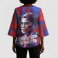 Rosa Parks Kimono Sleeve Blouse Red Blue Abstract Art Portrait Sitting Down to Stand Up Quote Civil Rights Tribute - African Pride