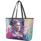 Rosa Parks Leather Tote Bag Red Blue Abstract Art Portrait Sitting Down to Stand Up Quote Civil Rights Tribute - African Pride