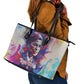 Rosa Parks Leather Tote Bag Red Blue Abstract Art Portrait Sitting Down to Stand Up Quote Civil Rights Tribute - African Pride