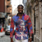Rosa Parks Long Sleeve Button Shirt Red Blue Abstract Art Portrait Sitting Down to Stand Up Quote Civil Rights Tribute - African Pride