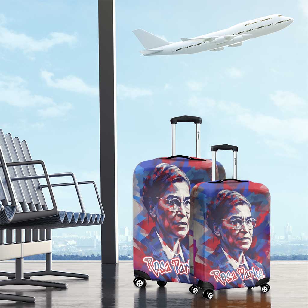 Rosa Parks Luggage Cover Red Blue Abstract Art Portrait Sitting Down to Stand Up Quote Civil Rights Tribute - African Pride
