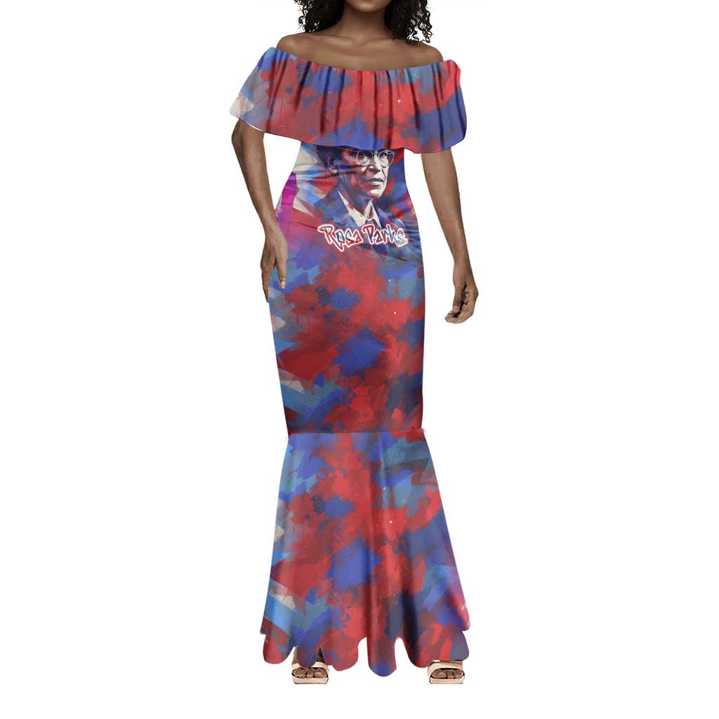 Rosa Parks Mermaid Dress Red Blue Abstract Art Portrait Sitting Down to Stand Up Quote Civil Rights Tribute - African Pride