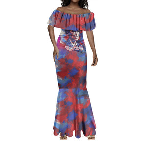 Rosa Parks Mermaid Dress Red Blue Abstract Art Portrait Sitting Down to Stand Up Quote Civil Rights Tribute - African Pride