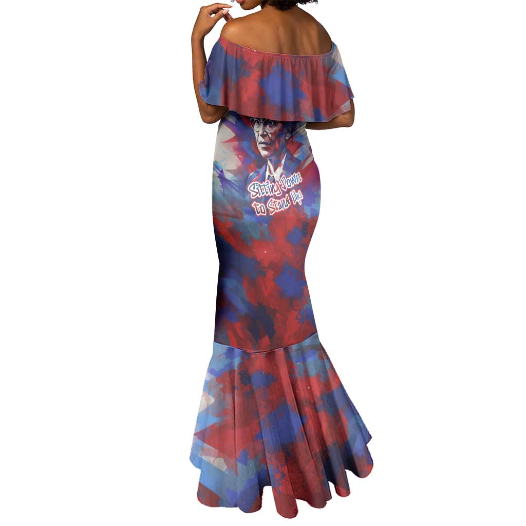 Rosa Parks Mermaid Dress Red Blue Abstract Art Portrait Sitting Down to Stand Up Quote Civil Rights Tribute - African Pride