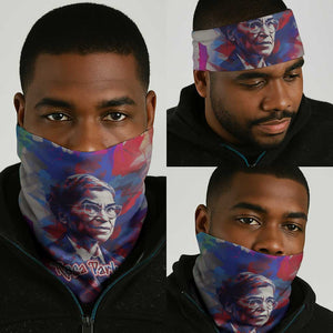 Rosa Parks Neck Gaiter Red Blue Abstract Art Portrait Sitting Down to Stand Up Quote Civil Rights Tribute - African Pride