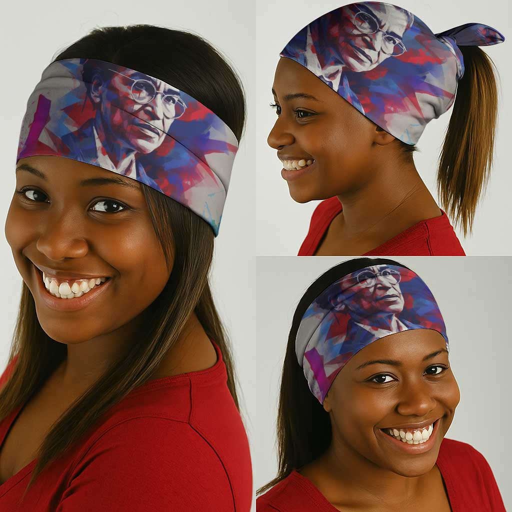 Rosa Parks Neck Gaiter Red Blue Abstract Art Portrait Sitting Down to Stand Up Quote Civil Rights Tribute - African Pride