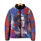 Rosa Parks Padded Jacket Red Blue Abstract Art Portrait Sitting Down to Stand Up Quote Civil Rights Tribute - African Pride