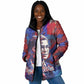 Rosa Parks Padded Jacket Red Blue Abstract Art Portrait Sitting Down to Stand Up Quote Civil Rights Tribute - African Pride