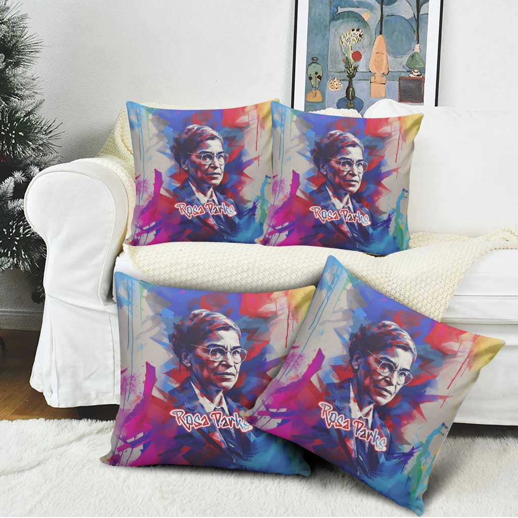 Rosa Parks Pillow Cover Red Blue Abstract Art Portrait Sitting Down to Stand Up Quote Civil Rights Tribute - African Pride